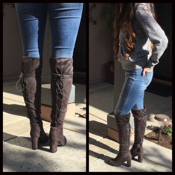 CLEARANCE-FIRM ‼️Lace up Over the Knee Boots - Picture 6 of 8